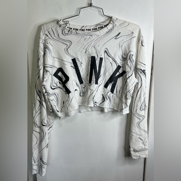 VS Pink Custom Cropped Marble Pullover Sweatshirt - Picture 1 of 3